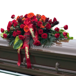 Crimson Tribute – Red Rose Casket Spray